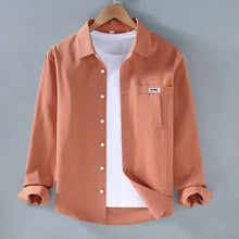 Load image into Gallery viewer, Men's Clothing Trend Simple Casual Pocket All Match Button Up Shirt Spring Autumn Solid Long Sleeve Loose Tops Camisas De Hombre