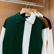 Load image into Gallery viewer, Autumn Winter New Fashion Turn-down Collar Long Sleeve Patchwork Color Blocking Pullovers Sweaters Men's Clothing Casual Tops