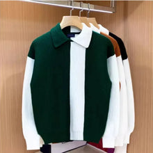 Load image into Gallery viewer, Autumn Winter New Fashion Turn-down Collar Long Sleeve Patchwork Color Blocking Pullovers Sweaters Men's Clothing Casual Tops