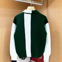 Load image into Gallery viewer, Autumn Winter New Fashion Turn-down Collar Long Sleeve Patchwork Color Blocking Pullovers Sweaters Men's Clothing Casual Tops