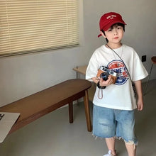 Load image into Gallery viewer, Children&#39;s Round Neck New Temperament Summer T-shirt Five-point Sleeve Simple Trend All-match Korean Style Children&#39;s Clothing
