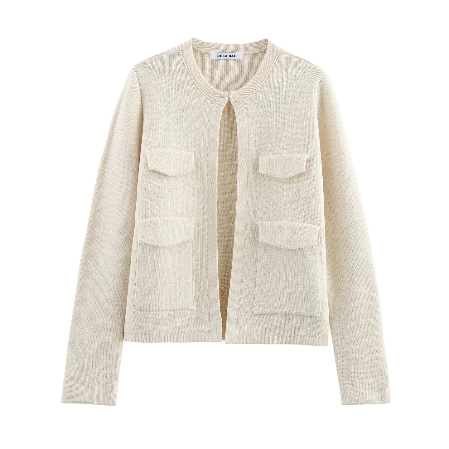 Round Neck Small Fragrant Style Knitted Cardigan For Spring French Loose Short Style Paired With Spring And Autumn Sweater