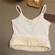 Load image into Gallery viewer, Women Winter Warm Underwear Solid Color Thermal Casual Nightwear Sexy Elasticity Female Thin Velvet T-shirt Sleeveless Tops
