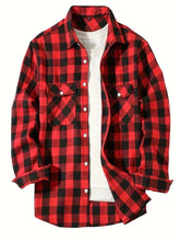 Load image into Gallery viewer, Spring and Autumn Fashion Cotton Long Sleeve Men&#39;s Shirt New Brushed Red Plaid Business Leisure Fit Flannel No iron
