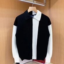 Load image into Gallery viewer, Autumn Winter New Fashion Turn-down Collar Long Sleeve Patchwork Color Blocking Pullovers Sweaters Men&#39;s Clothing Casual Tops

