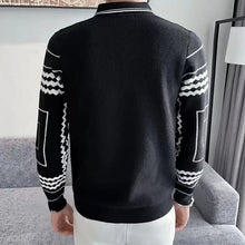 Load image into Gallery viewer, Autumn Winter Fashion Turn-down Collar Printing Long Sleeve Pullovers Men&#39;s Clothing Fake Two Pieces Casual Sweaters Korean Tops
