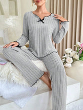 Load image into Gallery viewer, Women Autumn Winter Sleepwear Ribbed Pajamas Set Long Sleeve Top and Long Pants 2 Piece Set Casual Homewear Loungewear
