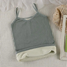Load image into Gallery viewer, Women Winter Warm Underwear Solid Color Thermal Casual Nightwear Sexy Elasticity Female Thin Velvet T-shirt Sleeveless Tops
