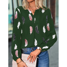 Load image into Gallery viewer, Fashion Woman Blouse Shirts For Women Stylish Top long Sleeve Feather Pattern Female Tops Elegant Chiffon Mujer Woman Clothes
