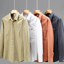 Load image into Gallery viewer, Men&#39;s Clothing Trend Simple Casual Pocket All Match Button Up Shirt Spring Autumn Solid Long Sleeve Loose Tops Camisas De Hombre
